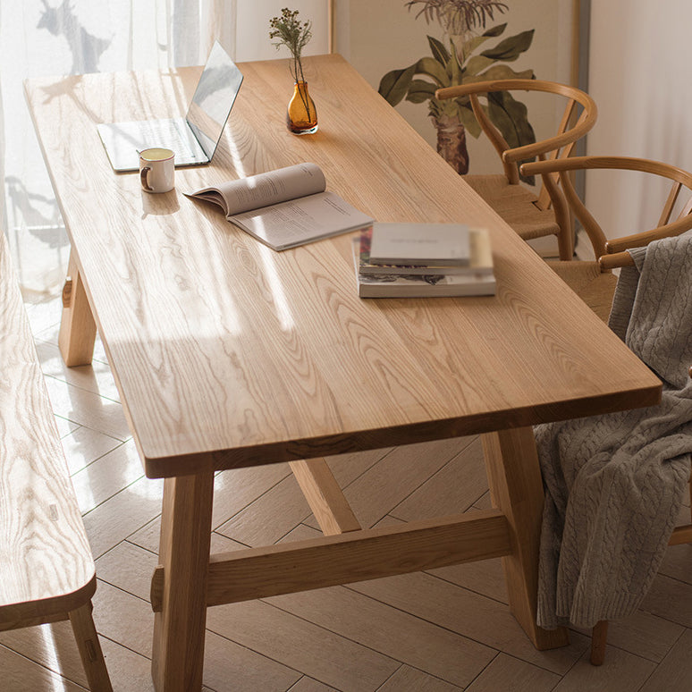 Modern Pine Solid Wood Table Rectangle Dining Table with Wooden Trestle Base Base Clearhalo ' dining_table' 'Dining Tables & Seating' 'Dining Tables' 'furn' 'furn_dining_table' 'Furniture' 'furniture_dining_table' 'Kitchen & Dining Furniture' 'kitchen&dining_furn' 'kitchen' 'kitchen_dining_table' 3582871