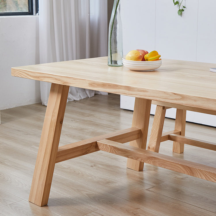 Modern Pine Solid Wood Table Rectangle Dining Table with Wooden Trestle Base Base Clearhalo ' dining_table' 'Dining Tables & Seating' 'Dining Tables' 'furn' 'furn_dining_table' 'Furniture' 'furniture_dining_table' 'Kitchen & Dining Furniture' 'kitchen&dining_furn' 'kitchen' 'kitchen_dining_table' 3582878