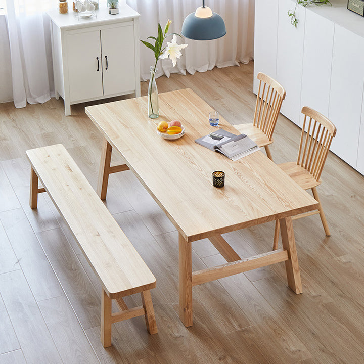 Modern Pine Solid Wood Table Rectangle Dining Table with Wooden Trestle Base Base Clearhalo ' dining_table' 'Dining Tables & Seating' 'Dining Tables' 'furn' 'furn_dining_table' 'Furniture' 'furniture_dining_table' 'Kitchen & Dining Furniture' 'kitchen&dining_furn' 'kitchen' 'kitchen_dining_table' 3582881