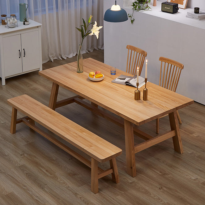Modern Pine Solid Wood Table Rectangle Dining Table with Wooden Trestle Base Base Clearhalo ' dining_table' 'Dining Tables & Seating' 'Dining Tables' 'furn' 'furn_dining_table' 'Furniture' 'furniture_dining_table' 'Kitchen & Dining Furniture' 'kitchen&dining_furn' 'kitchen' 'kitchen_dining_table' 3582883
