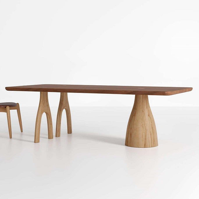 Minimalist Brown Kitchen Dining Table Solid Wood Rectangle Dining Table with Multi Legs Base Clearhalo ' dining_table' 'Dining Tables & Seating' 'Dining Tables' 'furn' 'furn_dining_table' 'Furniture' 'furniture_dining_table' 'Kitchen & Dining Furniture' 'kitchen&dining_furn' 'kitchen' 'kitchen_dining_table' 3582932