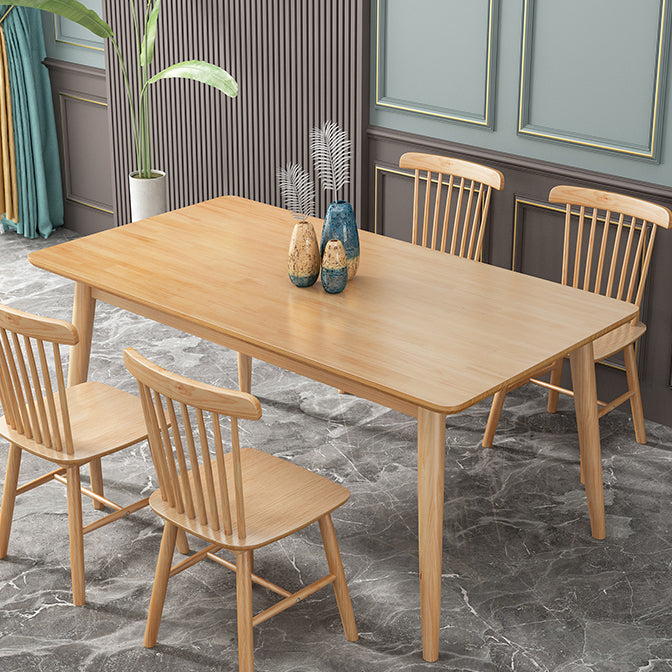 Modern Style Rubberwood Solid Wood Dining Table Brown Rectangle Table with 4 Legs for Home Use Clearhalo ' dining_table' 'Dining Tables & Seating' 'Dining Tables' 'furn' 'furn_dining_table' 'Furniture' 'furniture_dining_table' 'Kitchen & Dining Furniture' 'kitchen&dining_furn' 'kitchen' 'kitchen_dining_table' 3582938