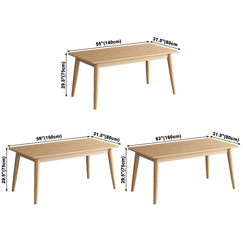 Modern Style Rubberwood Solid Wood Dining Table Brown Rectangle Table with 4 Legs for Home Use Clearhalo ' dining_table' 'Dining Tables & Seating' 'Dining Tables' 'furn' 'furn_dining_table' 'Furniture' 'furniture_dining_table' 'Kitchen & Dining Furniture' 'kitchen&dining_furn' 'kitchen' 'kitchen_dining_table' 3582947