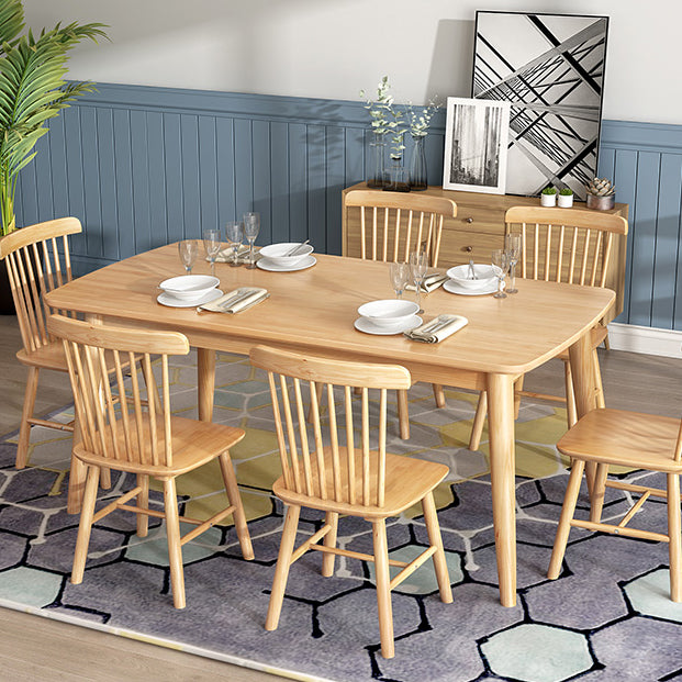Modern Style Rubberwood Solid Wood Dining Table Brown Rectangle Table with 4 Legs for Home Use Clearhalo ' dining_table' 'Dining Tables & Seating' 'Dining Tables' 'furn' 'furn_dining_table' 'Furniture' 'furniture_dining_table' 'Kitchen & Dining Furniture' 'kitchen&dining_furn' 'kitchen' 'kitchen_dining_table' 3582948