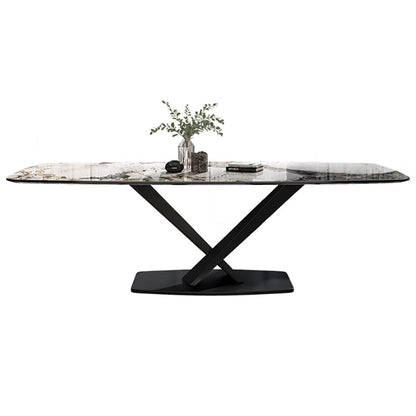 Metal Contemporary Rectangular Dining Table Sintered Stone Dining Table for Dining Room Without Chairs Clearhalo ' dining_table' 'Dining Tables & Seating' 'Dining Tables' 'furn' 'furn_dining_table' 'Furniture' 'furniture_dining_table' 'Kitchen & Dining Furniture' 'kitchen&dining_furn' 'kitchen' 'kitchen_dining_table' 3582962