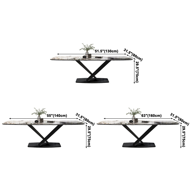 Metal Contemporary Rectangular Dining Table Sintered Stone Dining Table for Dining Room Clearhalo ' dining_table' 'Dining Tables & Seating' 'Dining Tables' 'furn' 'furn_dining_table' 'Furniture' 'furniture_dining_table' 'Kitchen & Dining Furniture' 'kitchen&dining_furn' 'kitchen' 'kitchen_dining_table' 3582964