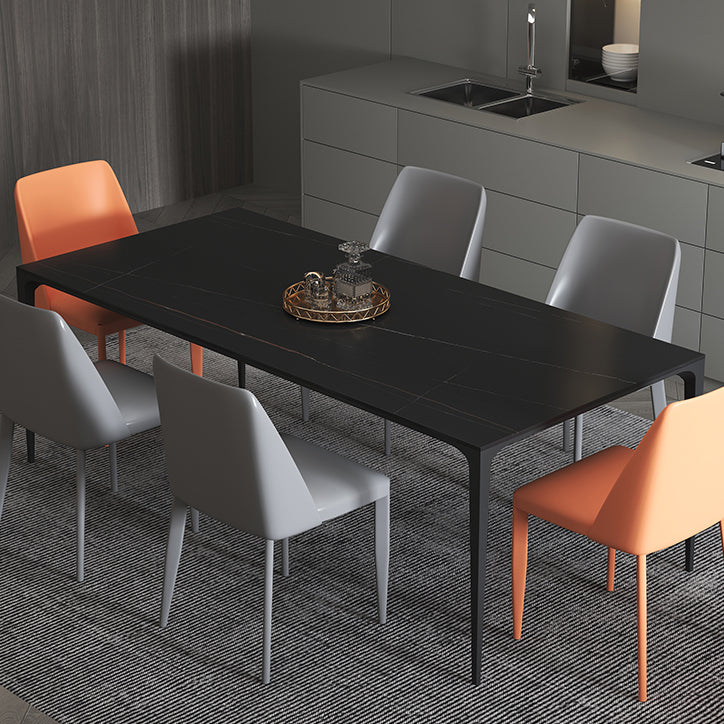 Contemporary Rectangle Standard Dining Table Sintered Stone Top Dining Table with 4 Legs Base Clearhalo ' dining_table' 'Dining Tables & Seating' 'Dining Tables' 'Furniture' 'furniture_dining_table' 'Kitchen & Dining Furniture' 'kitchen&dining_furn' 'kitchen' 'kitchen_dining_table' 3582971