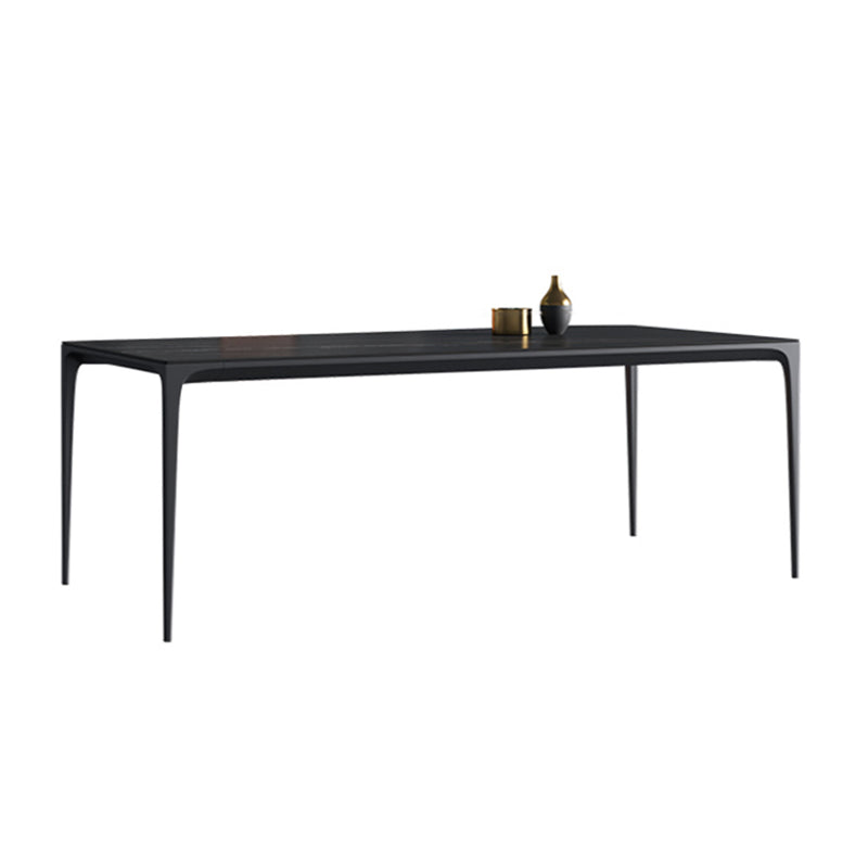 Contemporary Rectangle Standard Dining Table Sintered Stone Top Dining Table with 4 Legs Base 78.7"L x 35.4"W x 29.5"H Clearhalo ' dining_table' 'Dining Tables & Seating' 'Dining Tables' 'Furniture' 'furniture_dining_table' 'Kitchen & Dining Furniture' 'kitchen&dining_furn' 'kitchen' 'kitchen_dining_table' 3582975
