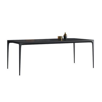 Contemporary Rectangle Standard Dining Table Sintered Stone Top Dining Table with 4 Legs Base 78.7"L x 35.4"W x 29.5"H Clearhalo ' dining_table' 'Dining Tables & Seating' 'Dining Tables' 'Furniture' 'furniture_dining_table' 'Kitchen & Dining Furniture' 'kitchen&dining_furn' 'kitchen' 'kitchen_dining_table' 3582975