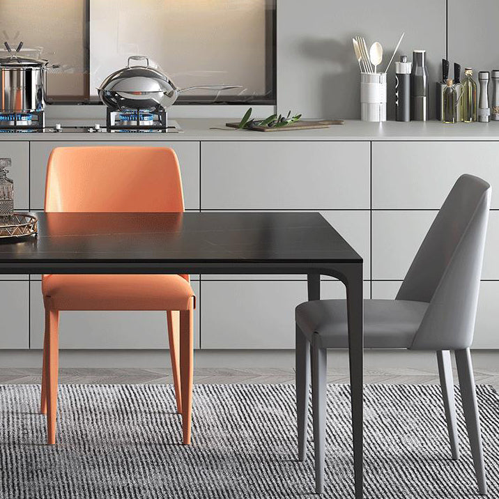 Contemporary Rectangle Standard Dining Table Sintered Stone Top Dining Table with 4 Legs Base Clearhalo ' dining_table' 'Dining Tables & Seating' 'Dining Tables' 'Furniture' 'furniture_dining_table' 'Kitchen & Dining Furniture' 'kitchen&dining_furn' 'kitchen' 'kitchen_dining_table' 3582979
