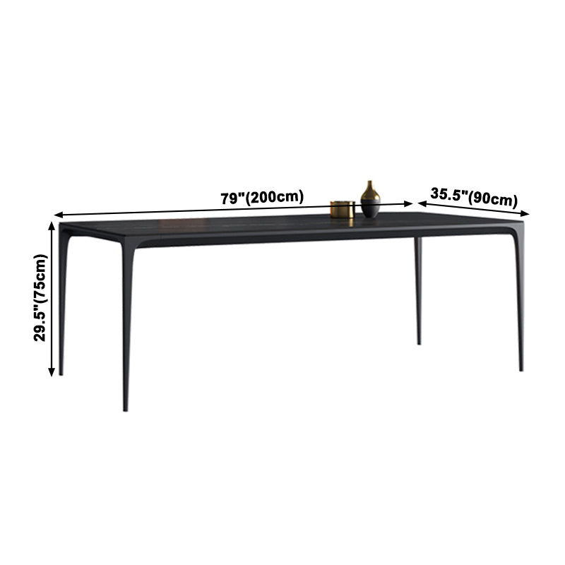 Contemporary Rectangle Standard Dining Table Sintered Stone Top Dining Table with 4 Legs Base Clearhalo ' dining_table' 'Dining Tables & Seating' 'Dining Tables' 'Furniture' 'furniture_dining_table' 'Kitchen & Dining Furniture' 'kitchen&dining_furn' 'kitchen' 'kitchen_dining_table' 3582981