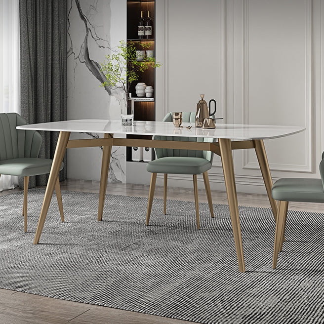 Contemporary Dining Table Sintered Stone Dining Table with 4 Gold Legs Clearhalo ' dining_table' 'Dining Tables & Seating' 'Dining Tables' 'furn' 'furn_dining_table' 'Furniture' 'furniture_dining_table' 'Kitchen & Dining Furniture' 'kitchen&dining_furn' 'kitchen' 'kitchen_dining_table' 3583001