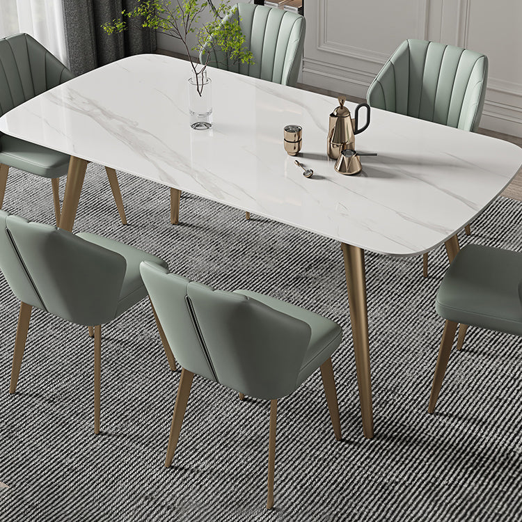 Contemporary Dining Table Sintered Stone Dining Table with 4 Gold Legs Clearhalo ' dining_table' 'Dining Tables & Seating' 'Dining Tables' 'furn' 'furn_dining_table' 'Furniture' 'furniture_dining_table' 'Kitchen & Dining Furniture' 'kitchen&dining_furn' 'kitchen' 'kitchen_dining_table' 3583004