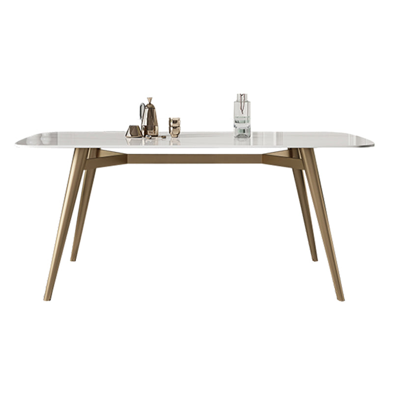 Contemporary Dining Table Sintered Stone Dining Table with 4 Gold Legs Without Chairs Clearhalo ' dining_table' 'Dining Tables & Seating' 'Dining Tables' 'furn' 'furn_dining_table' 'Furniture' 'furniture_dining_table' 'Kitchen & Dining Furniture' 'kitchen&dining_furn' 'kitchen' 'kitchen_dining_table' 3583005