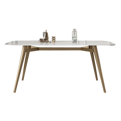 Contemporary Dining Table Sintered Stone Dining Table with 4 Gold Legs Without Chairs Clearhalo ' dining_table' 'Dining Tables & Seating' 'Dining Tables' 'furn' 'furn_dining_table' 'Furniture' 'furniture_dining_table' 'Kitchen & Dining Furniture' 'kitchen&dining_furn' 'kitchen' 'kitchen_dining_table' 3583005