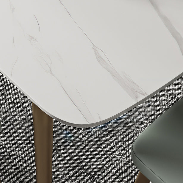 Contemporary Dining Table Sintered Stone Dining Table with 4 Gold Legs Clearhalo ' dining_table' 'Dining Tables & Seating' 'Dining Tables' 'furn' 'furn_dining_table' 'Furniture' 'furniture_dining_table' 'Kitchen & Dining Furniture' 'kitchen&dining_furn' 'kitchen' 'kitchen_dining_table' 3583006