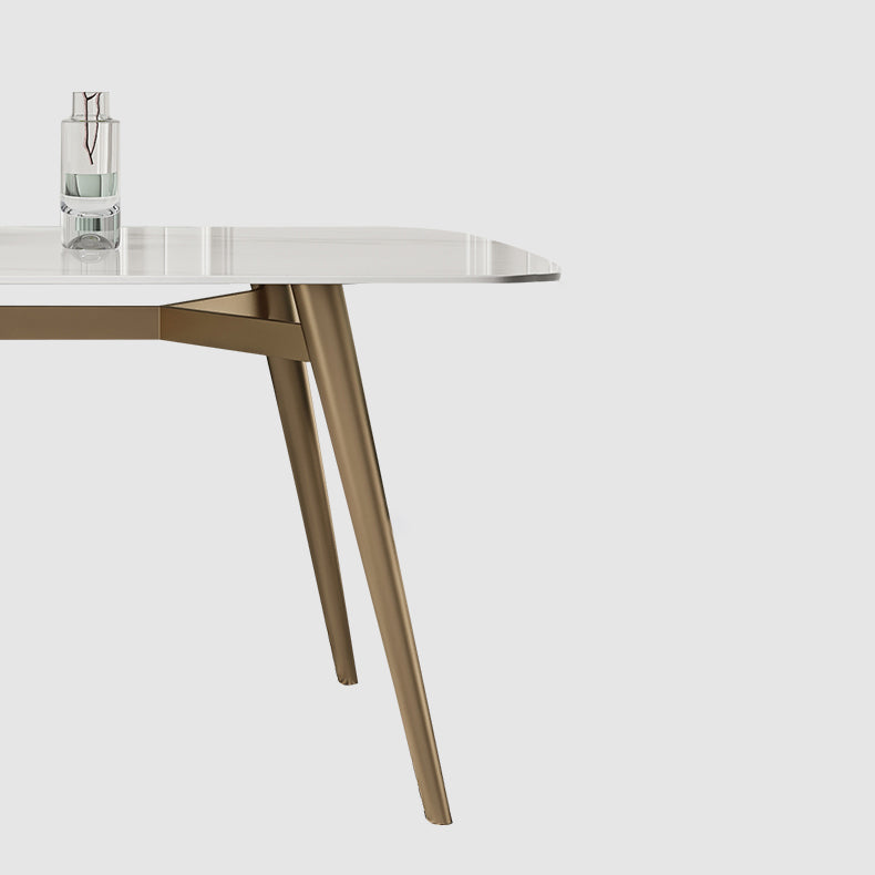 Contemporary Dining Table Sintered Stone Dining Table with 4 Gold Legs Clearhalo ' dining_table' 'Dining Tables & Seating' 'Dining Tables' 'furn' 'furn_dining_table' 'Furniture' 'furniture_dining_table' 'Kitchen & Dining Furniture' 'kitchen&dining_furn' 'kitchen' 'kitchen_dining_table' 3583008