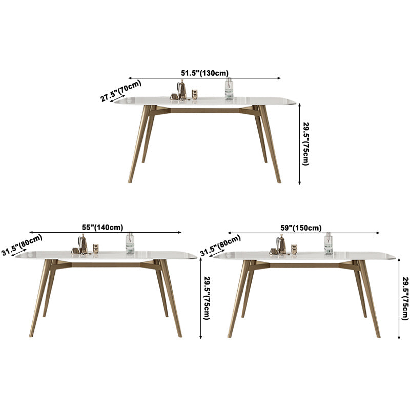 Contemporary Dining Table Sintered Stone Dining Table with 4 Gold Legs Clearhalo ' dining_table' 'Dining Tables & Seating' 'Dining Tables' 'furn' 'furn_dining_table' 'Furniture' 'furniture_dining_table' 'Kitchen & Dining Furniture' 'kitchen&dining_furn' 'kitchen' 'kitchen_dining_table' 3583010