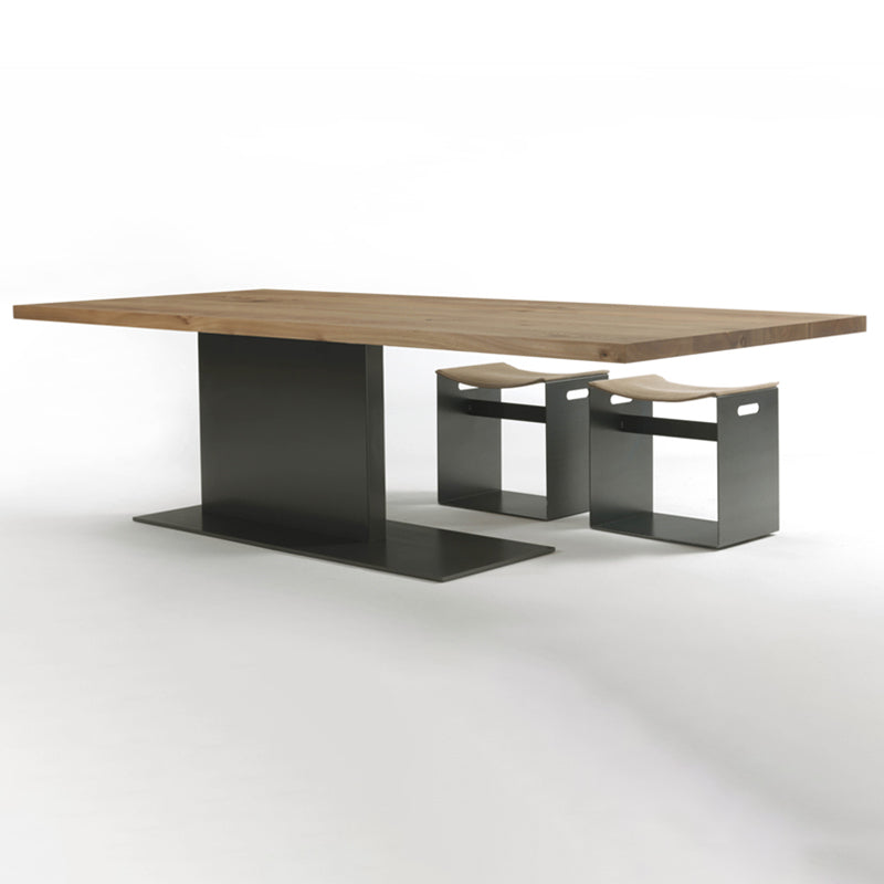 Modern Solid Wood Kitchen Dining Table Rectangle Standard Dining Table with Pedestal Base Clearhalo ' dining_table' 'Dining Tables & Seating' 'Dining Tables' 'furn' 'furn_dining_table' 'Furniture' 'furniture_dining_table' 'Kitchen & Dining Furniture' 'kitchen&dining_furn' 'kitchen' 'kitchen_dining_table' 3583038