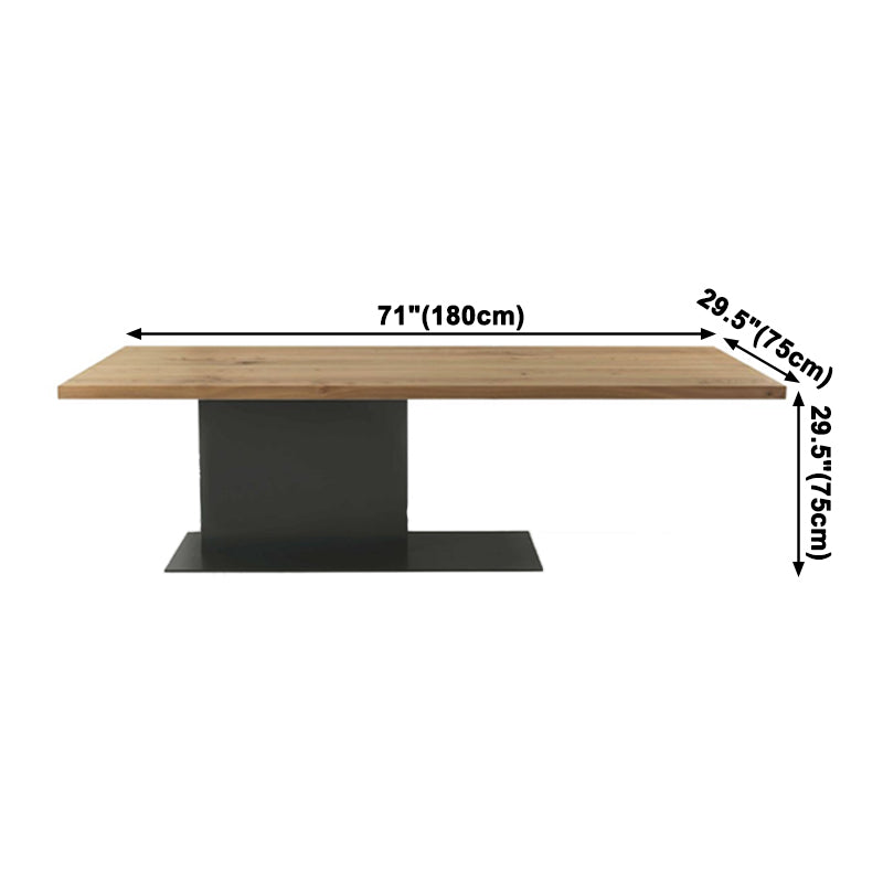 Modern Solid Wood Kitchen Dining Table Rectangle Standard Dining Table with Pedestal Base Clearhalo ' dining_table' 'Dining Tables & Seating' 'Dining Tables' 'furn' 'furn_dining_table' 'Furniture' 'furniture_dining_table' 'Kitchen & Dining Furniture' 'kitchen&dining_furn' 'kitchen' 'kitchen_dining_table' 3583043