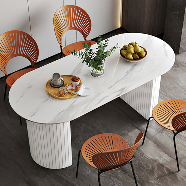 Solid Wood Contemporary Oval Dining Table Marble Top Table for Dining Room Clearhalo ' dining_table' 'Dining Tables & Seating' 'Dining Tables' 'furn' 'furn_dining_table' 'Furniture' 'furniture_dining_table' 'Kitchen & Dining Furniture' 'kitchen&dining_furn' 'kitchen' 'kitchen_dining_table' 3583056