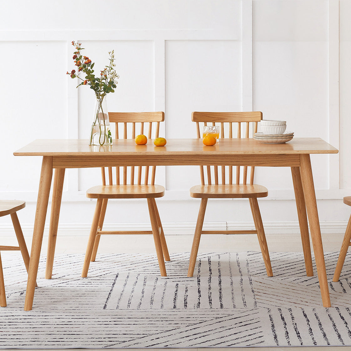 Contemporary Dining Table Oak Solid Wood Table with 4 Legs for Kitchen Dinner Dining Room Clearhalo ' dining_table' 'Dining Tables & Seating' 'Dining Tables' 'furn' 'furn_dining_table' 'Furniture' 'furniture_dining_table' 'Kitchen & Dining Furniture' 'kitchen&dining_furn' 'kitchen' 'kitchen_dining_table' 3583063