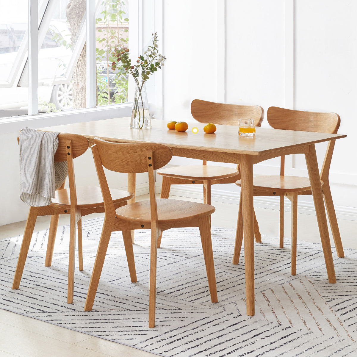 Contemporary Dining Table Oak Solid Wood Table with 4 Legs for Kitchen Dinner Dining Room Clearhalo ' dining_table' 'Dining Tables & Seating' 'Dining Tables' 'furn' 'furn_dining_table' 'Furniture' 'furniture_dining_table' 'Kitchen & Dining Furniture' 'kitchen&dining_furn' 'kitchen' 'kitchen_dining_table' 3583064