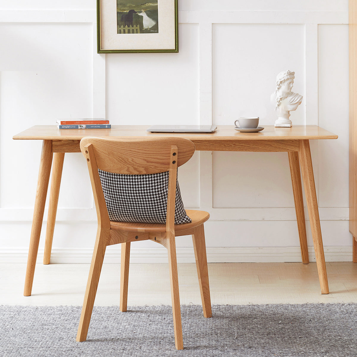 Contemporary Dining Table Oak Solid Wood Table with 4 Legs for Kitchen Dinner Dining Room Clearhalo ' dining_table' 'Dining Tables & Seating' 'Dining Tables' 'furn' 'furn_dining_table' 'Furniture' 'furniture_dining_table' 'Kitchen & Dining Furniture' 'kitchen&dining_furn' 'kitchen' 'kitchen_dining_table' 3583068