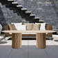 Oval Double Pedestal Modern Dining Table Brown Tone Fixed Table with Solid Wood Clearhalo ' dining_table' 'Dining Tables & Seating' 'Dining Tables' 'furn' 'furn_dining_table' 'Furniture' 'furniture_dining_table' 'Kitchen & Dining Furniture' 'kitchen&dining_furn' 'kitchen' 'kitchen_dining_table' 3583076