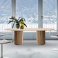 Oval Double Pedestal Modern Dining Table Brown Tone Fixed Table with Solid Wood Clearhalo ' dining_table' 'Dining Tables & Seating' 'Dining Tables' 'furn' 'furn_dining_table' 'Furniture' 'furniture_dining_table' 'Kitchen & Dining Furniture' 'kitchen&dining_furn' 'kitchen' 'kitchen_dining_table' 3583081