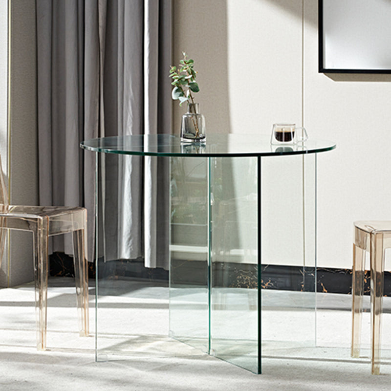 Contemporary Round Dining Room Table Tempered Glass Table with Pedestal Base Clearhalo ' dining_table' 'Dining Tables & Seating' 'Dining Tables' 'furn' 'furn_dining_table' 'Furniture' 'furniture_dining_table' 'Kitchen & Dining Furniture' 'kitchen&dining_furn' 'kitchen' 'kitchen_dining_table' 3583098