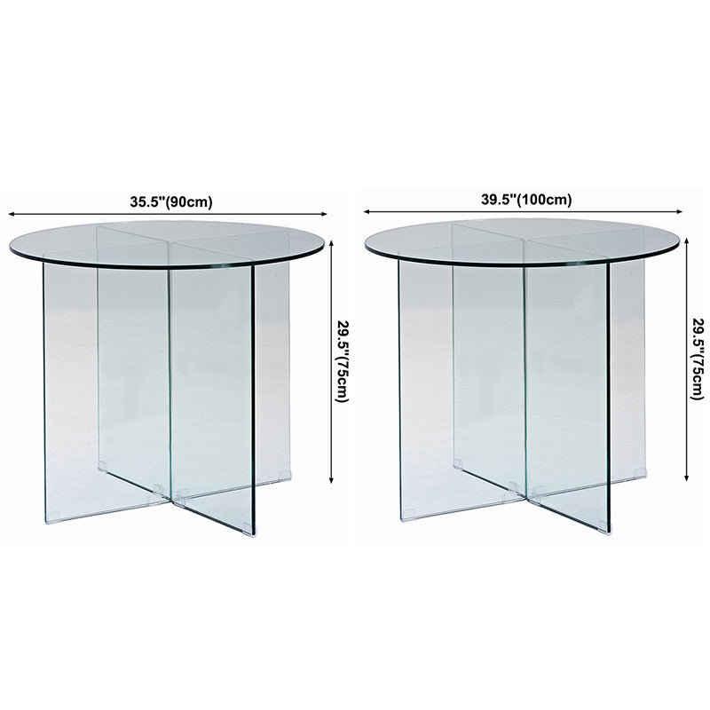 Contemporary Round Dining Room Table Tempered Glass Table with Pedestal Base Clearhalo ' dining_table' 'Dining Tables & Seating' 'Dining Tables' 'furn' 'furn_dining_table' 'Furniture' 'furniture_dining_table' 'Kitchen & Dining Furniture' 'kitchen&dining_furn' 'kitchen' 'kitchen_dining_table' 3583103
