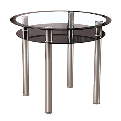 Contemporary 35.4" Round Dining Table Clear Tempered Glass Table with 4 Legs Black Without Chairs Clearhalo ' dining_table' 'Dining Tables & Seating' 'Dining Tables' 'furn' 'furn_dining_table' 'Furniture' 'furniture_dining_table' 'Kitchen & Dining Furniture' 'kitchen&dining_furn' 'kitchen' 'kitchen_dining_table' 3583108
