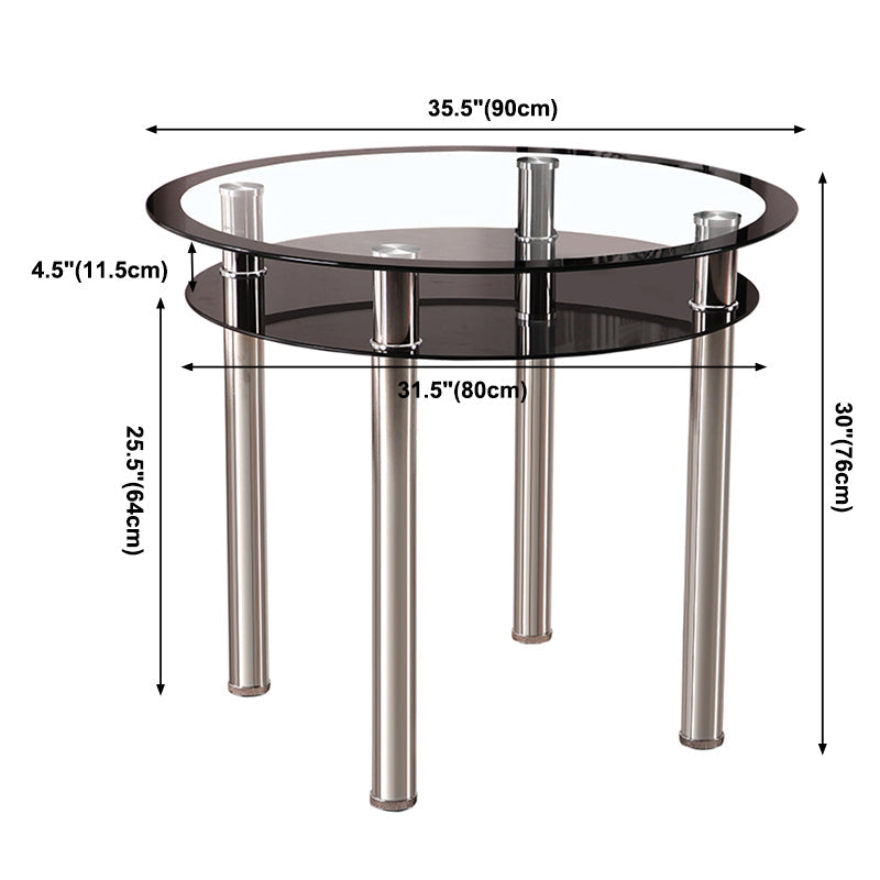 Contemporary 35.4" Round Dining Table Clear Tempered Glass Table with 4 Legs Clearhalo ' dining_table' 'Dining Tables & Seating' 'Dining Tables' 'furn' 'furn_dining_table' 'Furniture' 'furniture_dining_table' 'Kitchen & Dining Furniture' 'kitchen&dining_furn' 'kitchen' 'kitchen_dining_table' 3583113