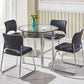 Contemporary 35.4" Round Dining Table Clear Tempered Glass Table with 4 Legs Clearhalo ' dining_table' 'Dining Tables & Seating' 'Dining Tables' 'furn' 'furn_dining_table' 'Furniture' 'furniture_dining_table' 'Kitchen & Dining Furniture' 'kitchen&dining_furn' 'kitchen' 'kitchen_dining_table' 3583114