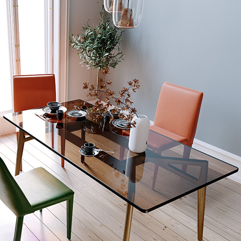 Contemporary Rectangle Dining Table Clear Tempered Glass Table with 4 Legs Clearhalo ' dining_table' 'Dining Tables & Seating' 'Dining Tables' 'furn' 'furn_dining_table' 'Furniture' 'furniture_dining_table' 'Kitchen & Dining Furniture' 'kitchen&dining_furn' 'kitchen' 'kitchen_dining_table' 3583130