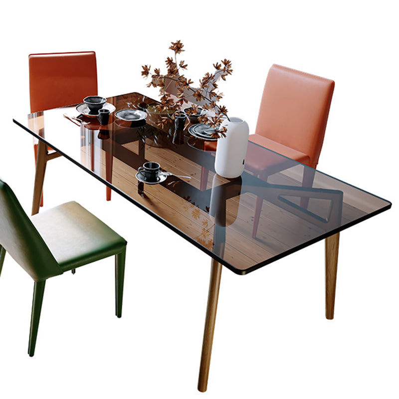 Contemporary Rectangle Dining Table Clear Tempered Glass Table with 4 Legs Clearhalo ' dining_table' 'Dining Tables & Seating' 'Dining Tables' 'furn' 'furn_dining_table' 'Furniture' 'furniture_dining_table' 'Kitchen & Dining Furniture' 'kitchen&dining_furn' 'kitchen' 'kitchen_dining_table' 3583133