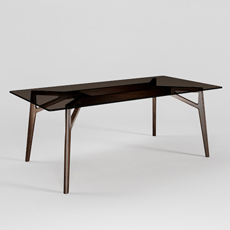 Contemporary Rectangle Dining Table Clear Tempered Glass Table with 4 Legs Without Chairs Clearhalo ' dining_table' 'Dining Tables & Seating' 'Dining Tables' 'furn' 'furn_dining_table' 'Furniture' 'furniture_dining_table' 'Kitchen & Dining Furniture' 'kitchen&dining_furn' 'kitchen' 'kitchen_dining_table' 3583134