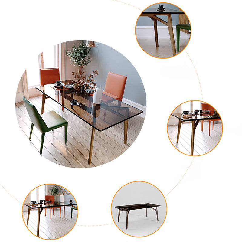 Contemporary Rectangle Dining Table Clear Tempered Glass Table with 4 Legs Clearhalo ' dining_table' 'Dining Tables & Seating' 'Dining Tables' 'furn' 'furn_dining_table' 'Furniture' 'furniture_dining_table' 'Kitchen & Dining Furniture' 'kitchen&dining_furn' 'kitchen' 'kitchen_dining_table' 3583135