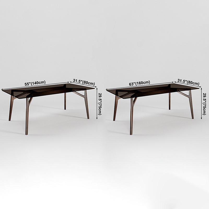 Contemporary Rectangle Dining Table Clear Tempered Glass Table with 4 Legs Clearhalo ' dining_table' 'Dining Tables & Seating' 'Dining Tables' 'furn' 'furn_dining_table' 'Furniture' 'furniture_dining_table' 'Kitchen & Dining Furniture' 'kitchen&dining_furn' 'kitchen' 'kitchen_dining_table' 3583136