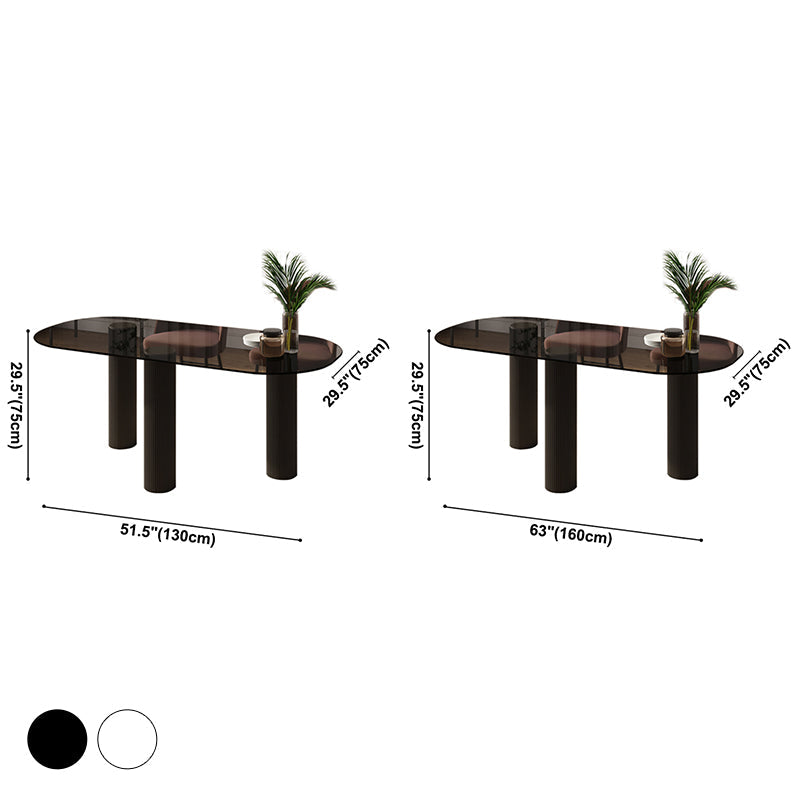 Contemporary Oval Dining Room Table Clear Tempered Glass Table with 3 Legs Clearhalo ' dining_table' 'Dining Tables & Seating' 'Dining Tables' 'furn' 'furn_dining_table' 'Furniture' 'furniture_dining_table' 'Kitchen & Dining Furniture' 'kitchen&dining_furn' 'kitchen' 'kitchen_dining_table' 3583141