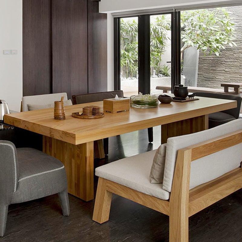 Rectangle Casual Dining Table Brown Tone Fixed Table with Pinewood Solid Wood Clearhalo ' dining_table' 'Dining Tables & Seating' 'Dining Tables' 'furn' 'furn_dining_table' 'Furniture' 'furniture_dining_table' 'Kitchen & Dining Furniture' 'kitchen&dining_furn' 'kitchen' 'kitchen_dining_table' 3583142