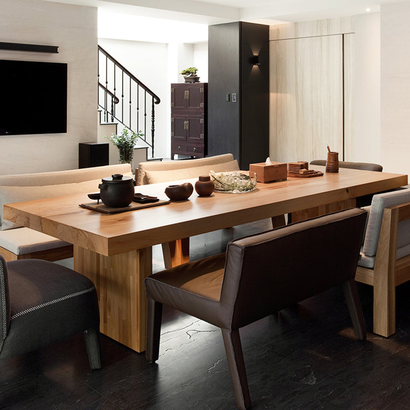 Rectangle Casual Dining Table Brown Tone Fixed Table with Pinewood Solid Wood Clearhalo ' dining_table' 'Dining Tables & Seating' 'Dining Tables' 'furn' 'furn_dining_table' 'Furniture' 'furniture_dining_table' 'Kitchen & Dining Furniture' 'kitchen&dining_furn' 'kitchen' 'kitchen_dining_table' 3583143