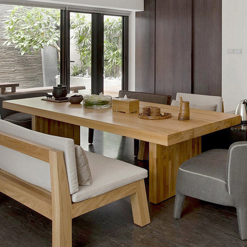 Rectangle Casual Dining Table Brown Tone Fixed Table with Pinewood Solid Wood Clearhalo ' dining_table' 'Dining Tables & Seating' 'Dining Tables' 'furn' 'furn_dining_table' 'Furniture' 'furniture_dining_table' 'Kitchen & Dining Furniture' 'kitchen&dining_furn' 'kitchen' 'kitchen_dining_table' 3583144