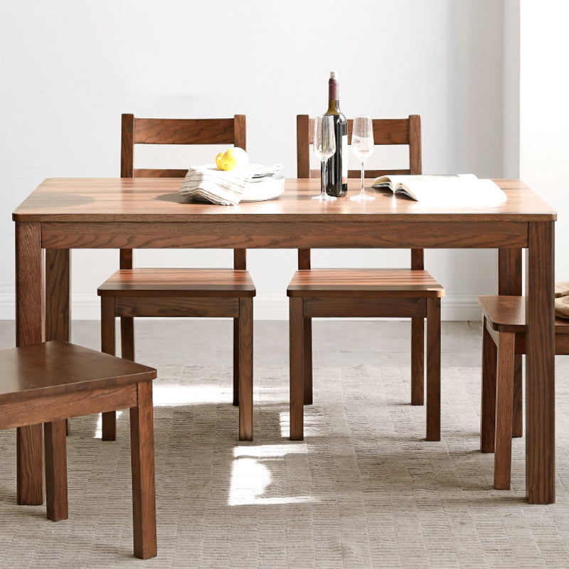 Contemporary Rectangle Dining Table Oak Solid Wood Table with 4 Legs for Kitchen Dinner Dining Room Clearhalo ' dining_table' 'Dining Tables & Seating' 'Dining Tables' 'furn' 'furn_dining_table' 'Furniture' 'furniture_dining_table' 'Kitchen & Dining Furniture' 'kitchen&dining_furn' 'kitchen' 'kitchen_dining_table' 3583177