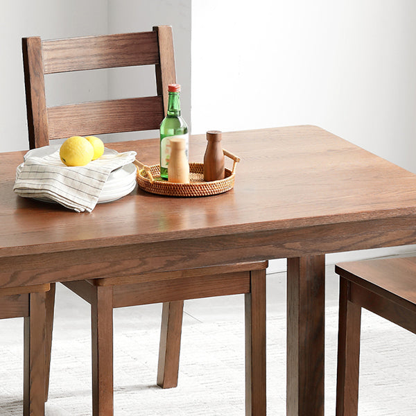 Contemporary Rectangle Dining Table Oak Solid Wood Table with 4 Legs for Kitchen Dinner Dining Room Clearhalo ' dining_table' 'Dining Tables & Seating' 'Dining Tables' 'furn' 'furn_dining_table' 'Furniture' 'furniture_dining_table' 'Kitchen & Dining Furniture' 'kitchen&dining_furn' 'kitchen' 'kitchen_dining_table' 3583184