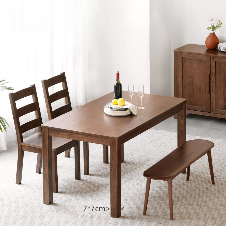 Contemporary Rectangle Dining Table Oak Solid Wood Table with 4 Legs for Kitchen Dinner Dining Room Clearhalo ' dining_table' 'Dining Tables & Seating' 'Dining Tables' 'furn' 'furn_dining_table' 'Furniture' 'furniture_dining_table' 'Kitchen & Dining Furniture' 'kitchen&dining_furn' 'kitchen' 'kitchen_dining_table' 3583189