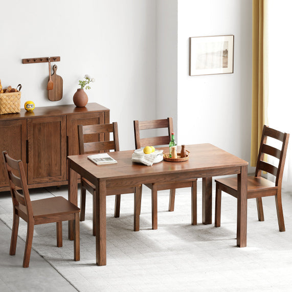 Contemporary Rectangle Dining Table Oak Solid Wood Table with 4 Legs for Kitchen Dinner Dining Room Clearhalo ' dining_table' 'Dining Tables & Seating' 'Dining Tables' 'furn' 'furn_dining_table' 'Furniture' 'furniture_dining_table' 'Kitchen & Dining Furniture' 'kitchen&dining_furn' 'kitchen' 'kitchen_dining_table' 3583190