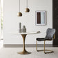 Contemporary Round Dining Table Sintered Stone Table with Brass Tulip Base Clearhalo ' dining_table' 'Dining Tables & Seating' 'Dining Tables' 'furn' 'furn_dining_table' 'Furniture' 'furniture_dining_table' 'Kitchen & Dining Furniture' 'kitchen&dining_furn' 'kitchen' 'kitchen_dining_table' 3583210