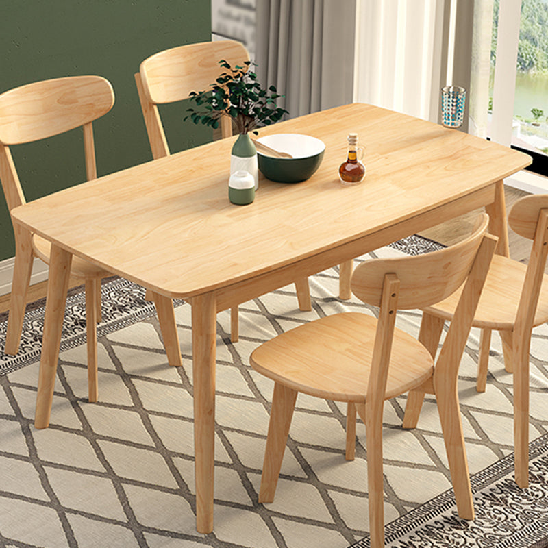 Modern Rubberwood Solid Wood Dining Table Brown Rectangle Table with 4 Legs for Home Clearhalo ' dining_table' 'Dining Tables & Seating' 'Dining Tables' 'furn' 'furn_dining_table' 'Furniture' 'furniture_dining_table' 'Kitchen & Dining Furniture' 'kitchen&dining_furn' 'kitchen' 'kitchen_dining_table' 3583211